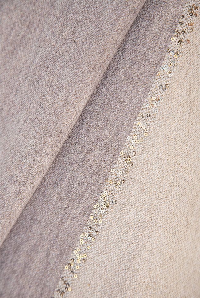 shawl bicolor taupe – beige sequins 03